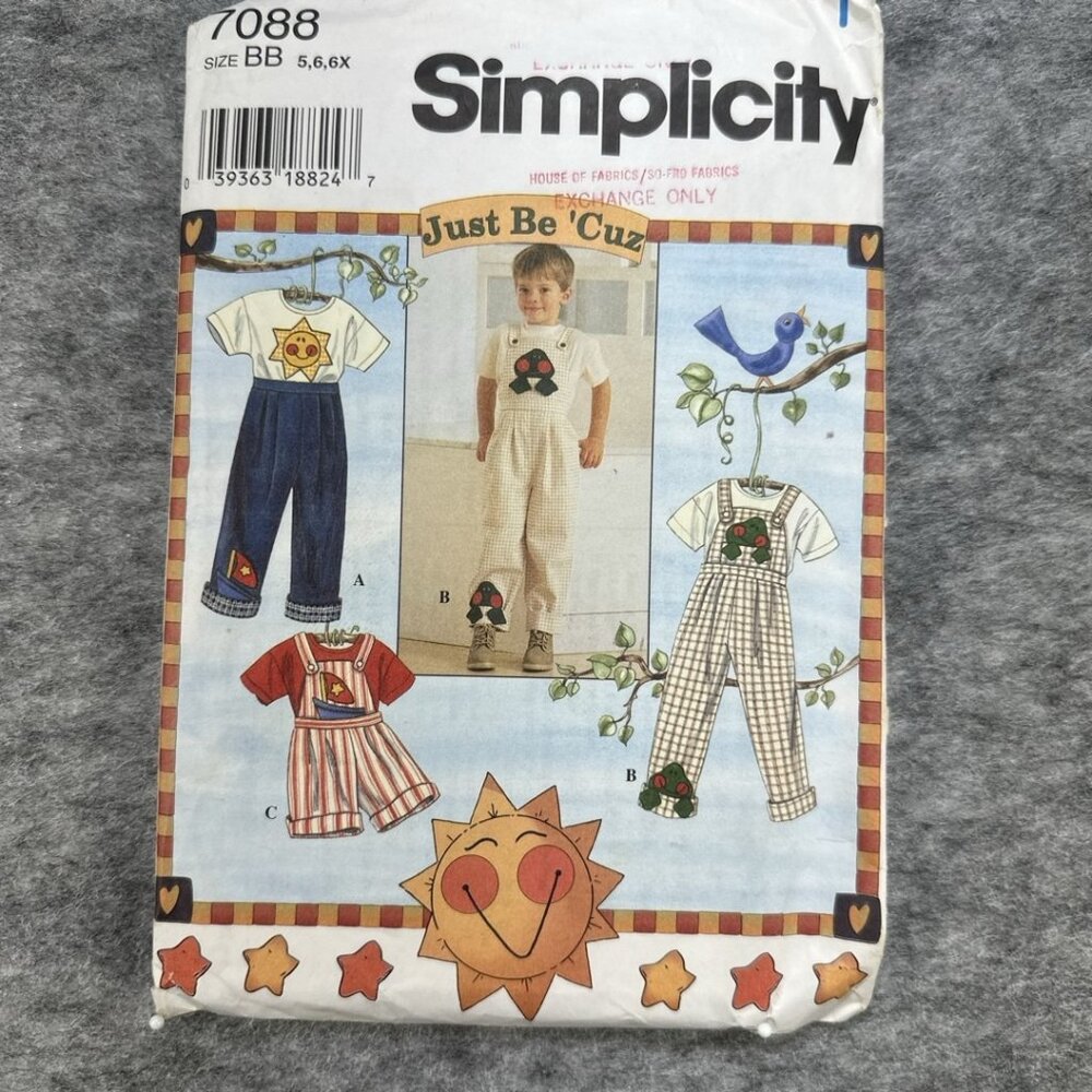NEW Simplicity Sewing Pattern Childrens Size BB 5 6‎ 6X Vintage Uncut Crafts